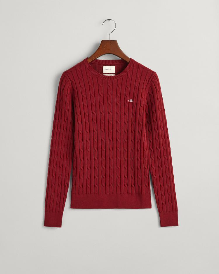 GANT Sweter z elastycznej bawełny o splocie warkoczowym z okrągłym dekoltem - 4800100