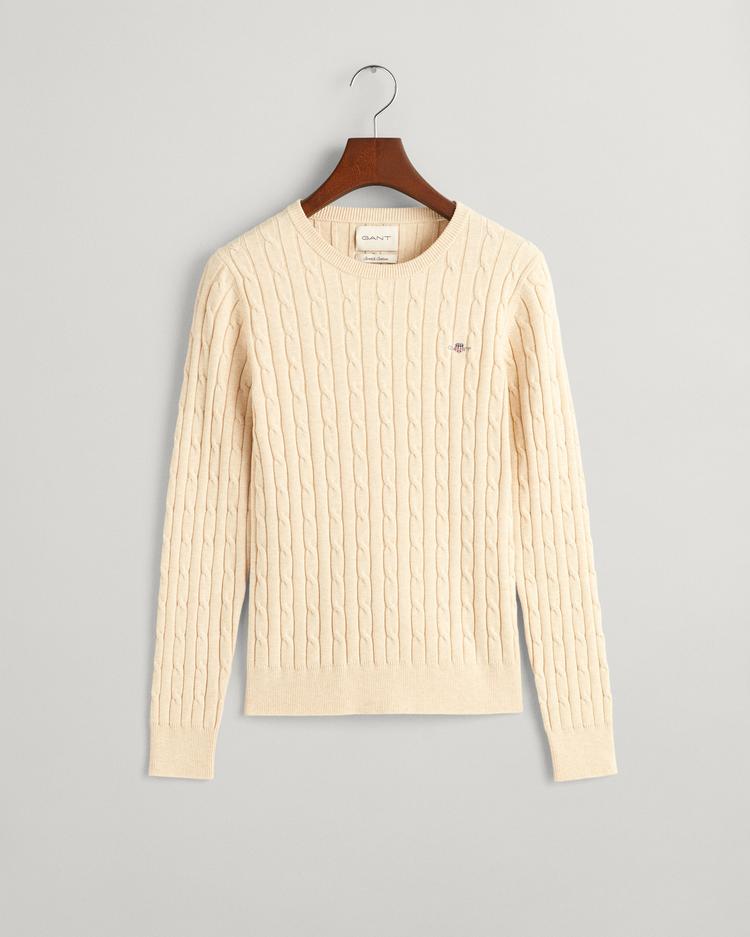 GANT Stretch Cotton Cable Knit Crew Neck Sweater - 4800100