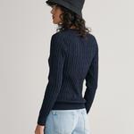 GANT Sweter z elastycznej bawełny o splocie warkoczowym z okrągłym dekoltem
