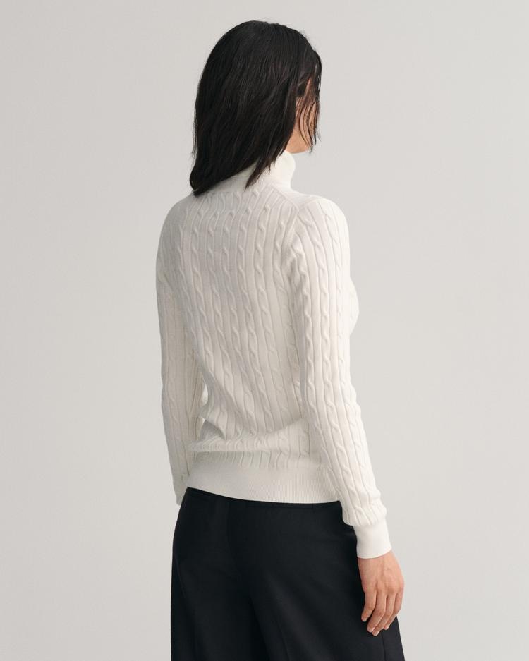 GANT Sweter z elastycznej bawełny o splocie warkoczowym z golfem - 4800102