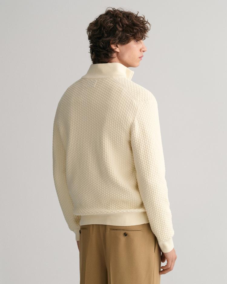 GANT Sweter z fakturowanej bawełny rozpinany do połowy - 8030172