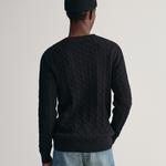 GANT Sweter bawełniany o splocie warkoczowym z okrągłym dekoltem