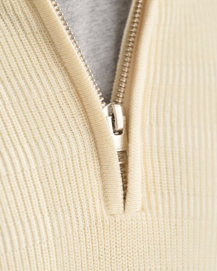 GANT Striped Textured Cotton Half-Zip Sweater 
