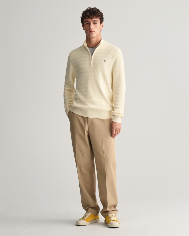 GANT Striped Textured Cotton Half-Zip Sweater  - 8030199