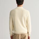 GANT sweter w paski z fakturowanej bawełny rozpinany do połowy 