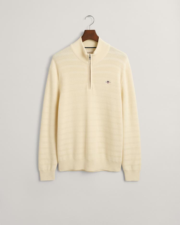 GANT Striped Textured Cotton Half-Zip Sweater 