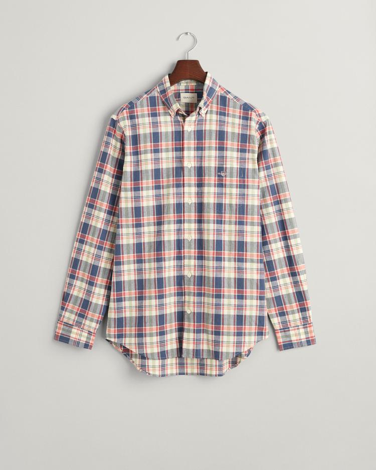 GANT Regular Fit Checked Cotton Linen Shirt 