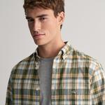 GANT Regular Fit Checked Cotton Linen Shirt 