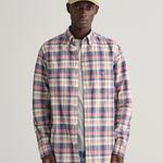 GANT Regular Fit Checked Cotton Linen Shirt 