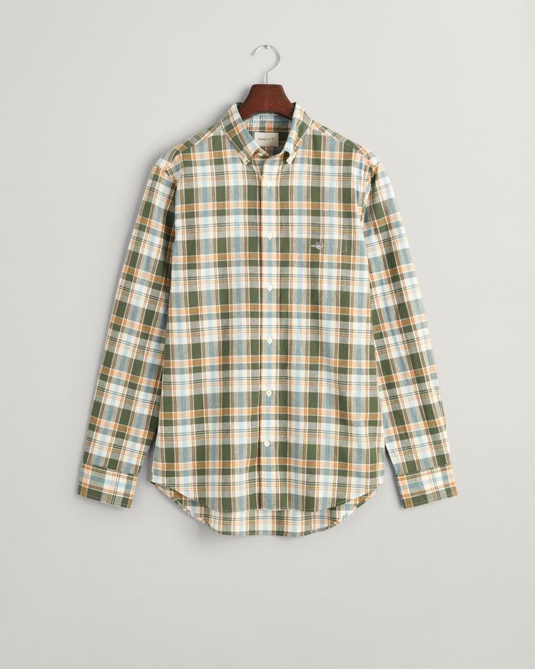 GANT Regular Fit Checked Cotton Linen Shirt 