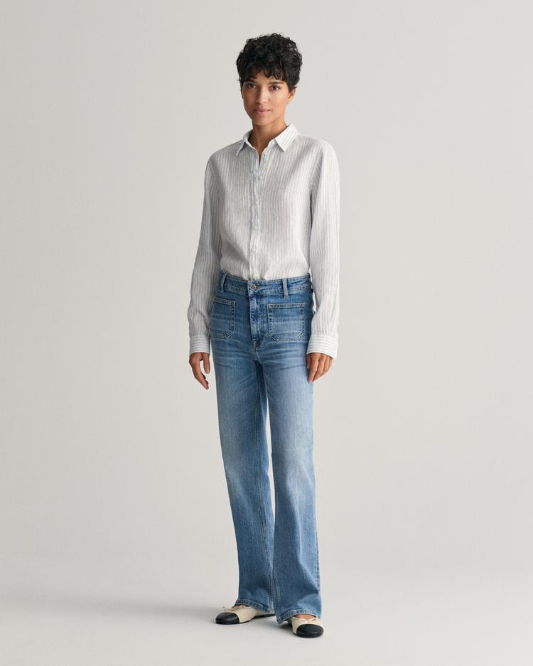 GANT Regular Fit Striped Linen Shirt - 4300276
