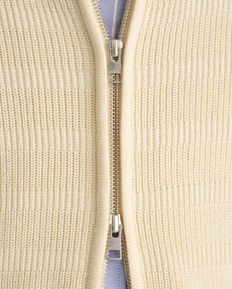 GANT Striped Textured Cotton Zip Cardigan 