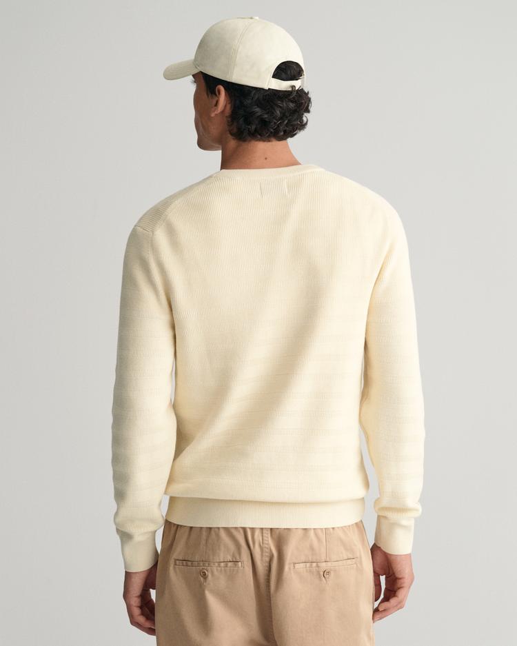 GANT Striped Textured Cotton Crew Neck Sweater
